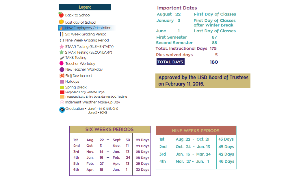 District School Academic Calendar Key for Leyendecker Elementary School