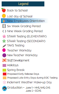 District School Academic Calendar Legend for J Kawas Elementary