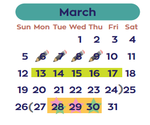 District School Academic Calendar for J C Martin Jr Elementary School for March 2017
