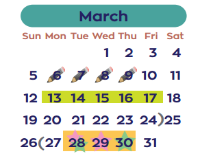 District School Academic Calendar for D D Hachar Elementary School for March 2017