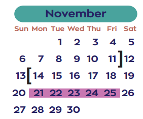 District School Academic Calendar for Early College High School for November 2016