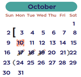 District School Academic Calendar for Lamar Middle for October 2016