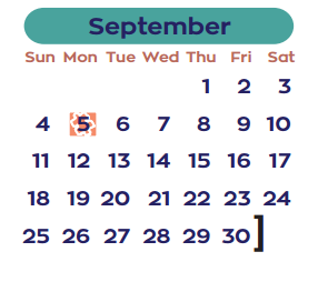 District School Academic Calendar for Joaquin Cigarroa Middle for September 2016