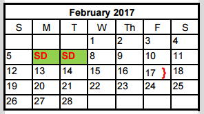 District School Academic Calendar for Bagdad Elementary School for February 2017