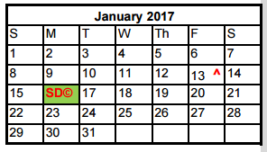District School Academic Calendar for New Hope High School for January 2017