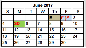 District School Academic Calendar for Running Brushy Middle School for June 2017
