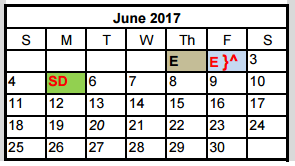 District School Academic Calendar for Canyon Ridge Middle School for June 2017