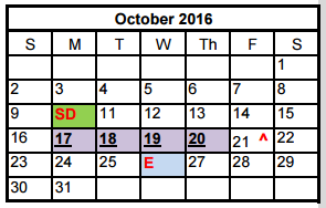District School Academic Calendar for Knox Wiley Middle School for October 2016