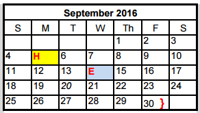 District School Academic Calendar for Parkside Elementary School for September 2016