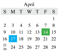 District School Academic Calendar for Marcus High School for April 2017