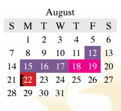 District School Academic Calendar for Middle School #15 for August 2016