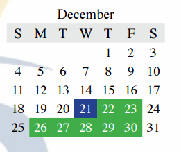 District School Academic Calendar for Castle Hills Elementary for December 2016
