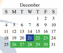 District School Academic Calendar for Creekside Elementary for December 2016