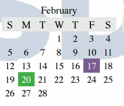 District School Academic Calendar for Clayton Downing Middle School for February 2017