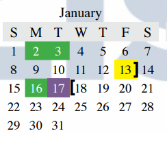 District School Academic Calendar for Creek Valley Middle School for January 2017