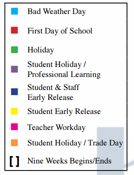 District School Academic Calendar Legend for Delay Middle School