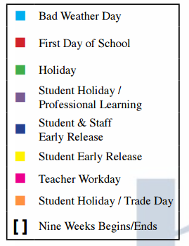 District School Academic Calendar Legend for Stewarts Creek Elementary