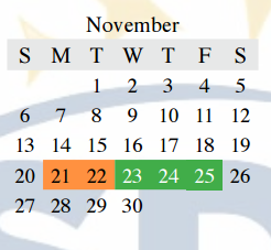 District School Academic Calendar for Garden Ridge Elementary for November 2016