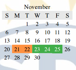 District School Academic Calendar for Learning Ctr for November 2016