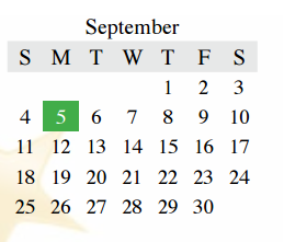 District School Academic Calendar for Denton Co J J A E P for September 2016