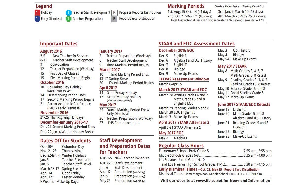 District School Academic Calendar Key for Villareal El