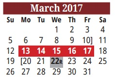 District School Academic Calendar for Cameron Co J J A E P for March 2017