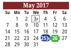 District School Academic Calendar for Los Fresnos El for May 2017