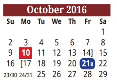 District School Academic Calendar for Lopez-riggins El for October 2016