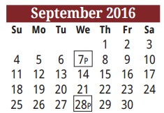 District School Academic Calendar for Resaca Middle for September 2016