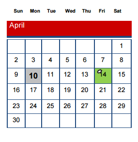 District School Academic Calendar for Project Intercept School for April 2017