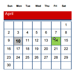 District School Academic Calendar for Parsons Elementary for April 2017