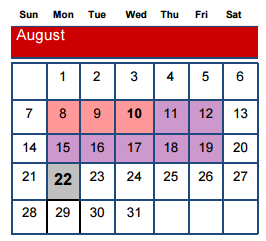District School Academic Calendar for Bozeman Elementary for August 2016