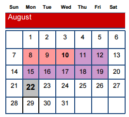 District School Academic Calendar for Bean Elementary for August 2016