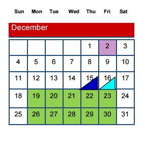 District School Academic Calendar for Stewart Elementary for December 2016
