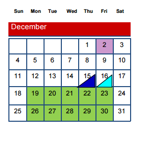 District School Academic Calendar for Bean Elementary for December 2016