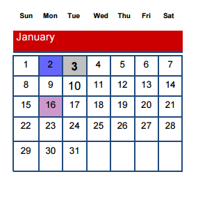 District School Academic Calendar for Hutchinson Middle School for January 2017