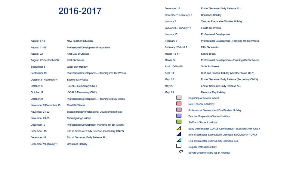 District School Academic Calendar Key for Maedgen Elementary