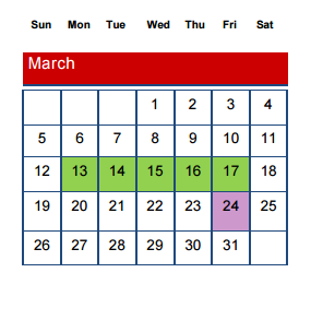 District School Academic Calendar for Stubbs Early Childhood Ctr for March 2017