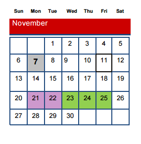 District School Academic Calendar for Estacado High School for November 2016