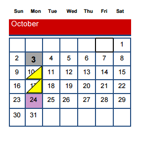 District School Academic Calendar for Whiteside Elementary for October 2016
