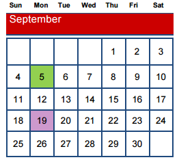 District School Academic Calendar for Wright Elementary for September 2016