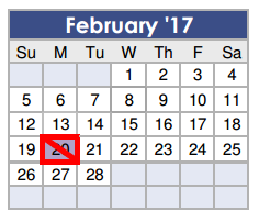 District School Academic Calendar for Magnolia Elementary for February 2017