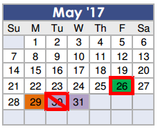 District School Academic Calendar for Magnolia Junior High for May 2017