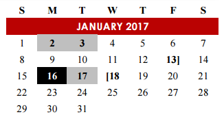 District School Academic Calendar for Presidential Meadows Elementary for January 2017