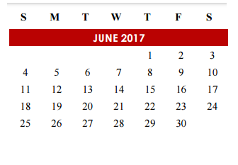 District School Academic Calendar for New Middle for June 2017
