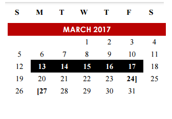 District School Academic Calendar for Manor Elementary School for March 2017