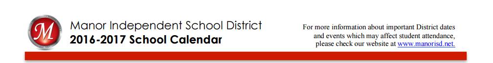 District School Academic Calendar for Manor High School