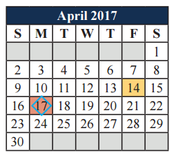 District School Academic Calendar for T A Howard Middle for April 2017