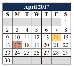 District School Academic Calendar for Cross Timbers Intermediate for April 2017