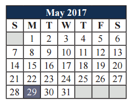 District School Academic Calendar for Mary Lillard Intermediate School for May 2017